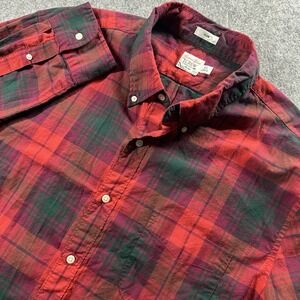 J. Crew Mens Shirt XL Long Sleeve Red Plaid Secret Wash Slim Button Down